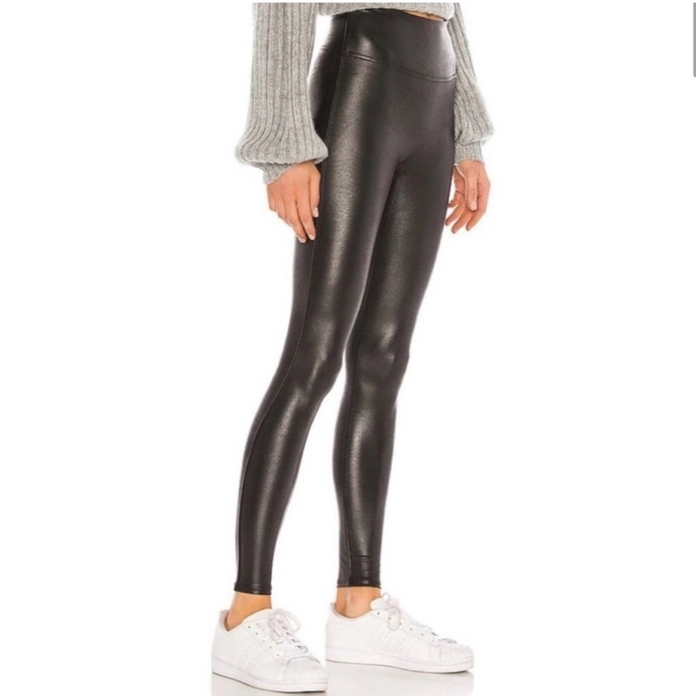SPANX Black Faux Leather Leggings Size S
